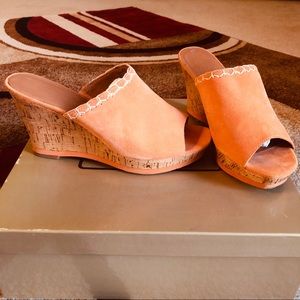 Franco Sarto Orange Cork Wedge Heels
